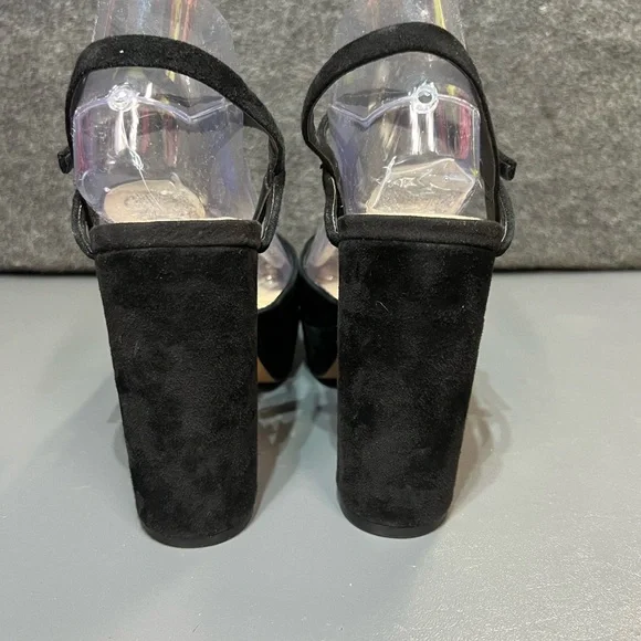 Vince Camuto Black Suede Platform Ankle Strap Heels Women’s Size 10 - Picture 6 of 15